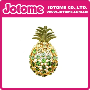 

100pcs/lot Multicolor Golden Pineapple Crystal Pin Brooch