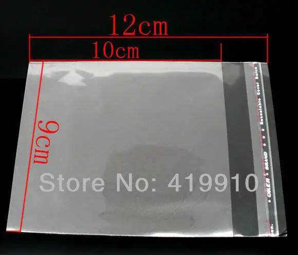 shipping-200Pcs прозрачный самоклеящийся Пластик сумки бусины сувенирная оберточная коробкадля 12x9 см M0837