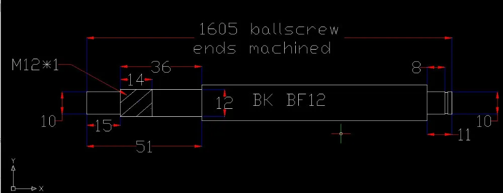 Ballscrew 1605 SFU1605 L = 300 мм проката ШВП с одним Ballnut для частей с ЧПУ BK/BF12 стандарт конец механической обработке