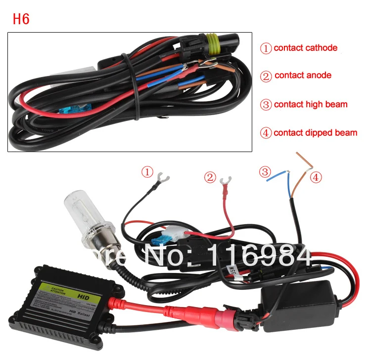 35W DC12V H6 H/L HID ксеноновая фара для мотоцикла, мотоцикла, велосипеда, тонкая лампа, Комплект 4300K~ 10000K
