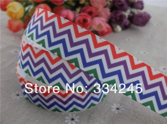 Новое поступление 7/8 ''(22 мм) шеврон напечатанные ленты grosgrain лента волны 50 ярдов AN-2013119