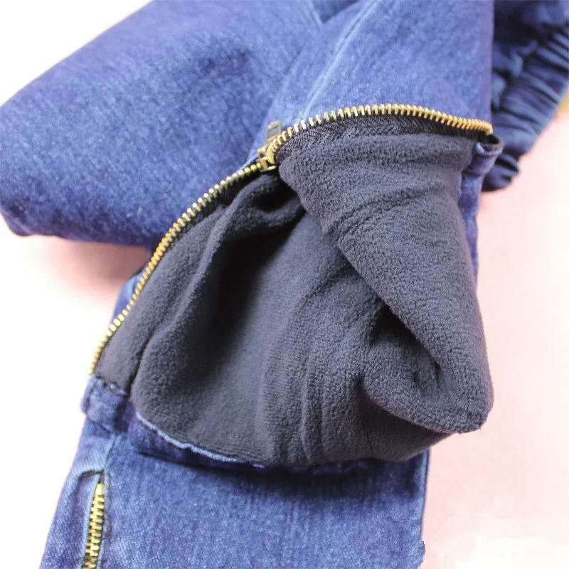 High quality Winter baby girl jeans thick winter warm cashmere kids jeans girls children jeans baby pants Freeshipping