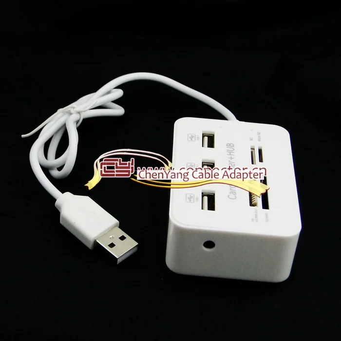 Комбинированный USB 2,0 3P концентратор все в одном SD MS MMC TF считыватель карт памяти вертикальный тип WH