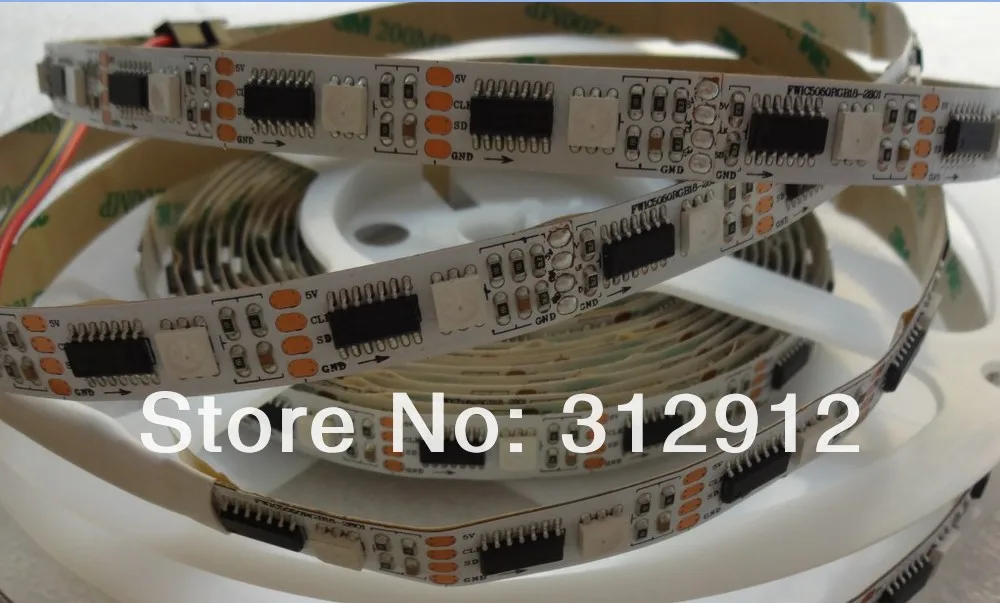 Прибор приемно-WS2801 DC5V 36 пикселей с 36 ledss/м Светодиодная цифровая полоса, не обладает водонепроницаемостью, длиной 5 м