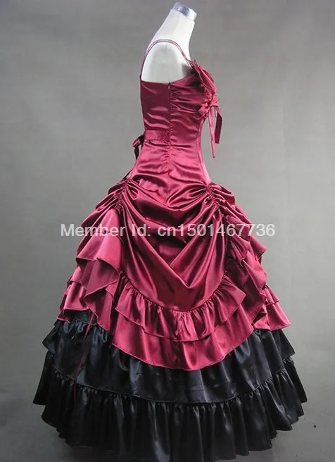 2013 Высокое качество насыщенного красного цвета на тонких бретелях готический, викторианской эпохи платья