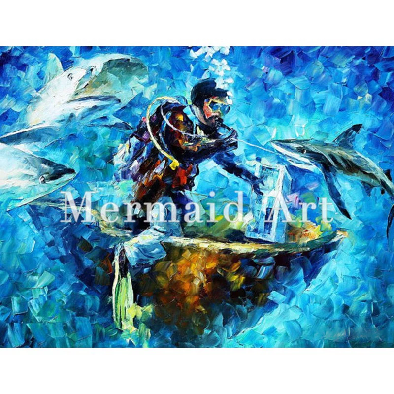 

Hand Painted Under Water Oil Painting On Canvas For Abstract Thick Palette Knife Painting Living Room Decor Artwork Fine Art