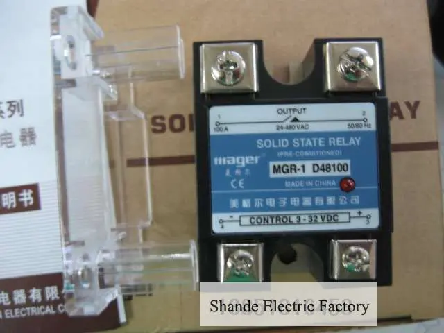 Mager MGR SSR 100A вход 3-32VDC выход 24-480VAC Однофазное твердотельное реле