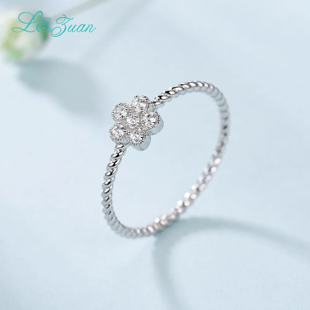 L& Zuan 14K золото натуральный сапфир кольца для женщин маленький цветок кольцо хорошее ювелирное изделие модные вечерние аксессуары лучший подарок 0019-3