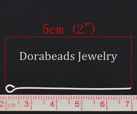 DoreenBeads 300 шт Серебряный цвет Шпильки для глаз 50x0,7 мм(21 калибр)(B01727