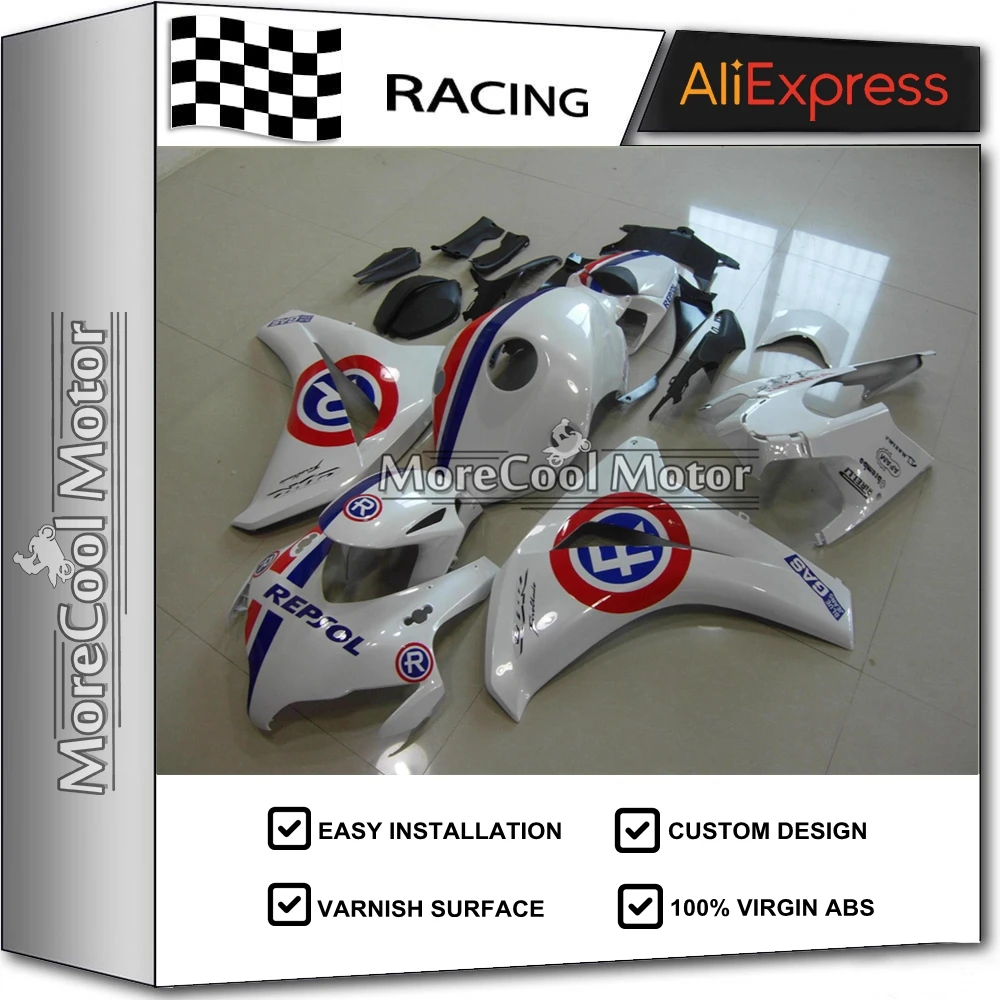 Excellent Fairing Kits For Honda CBR1000RR 2008-2011 Motorcycle Cowling Body Kit REPSOL White