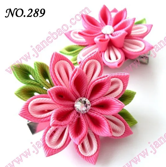 Новые 280 шт. " два слоя Kanzashi цветок заколки моды девушка Bow заколки