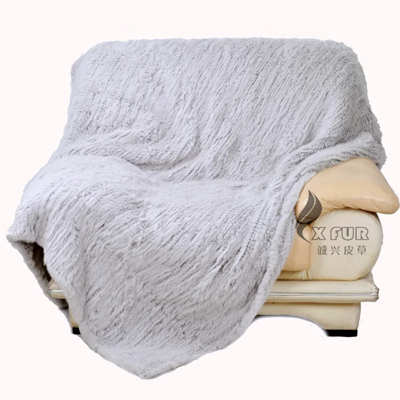 CX-D-16 150X200 см заказное вязаное одеяло из кроличьего меха~ Прямая поставка - Цвет: light grey