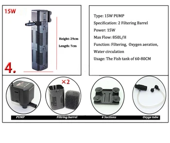 

15W 850L/H Aquarium Fish Tank Internal Filter Water Pump Aquarium Accessories