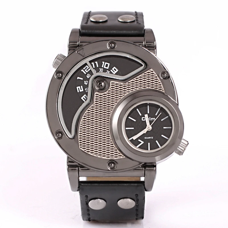 

2018 Fashion New Army Military sport Oulm 9591 Double Time Watch Quartz Wristwatch Male clock Gift Brand Reloj Relogio Masculino