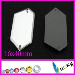 16x40mm 100 шт Высокое качество Акриловые стразы с отверстиями смешанные формы разных размеров акриловые плоские зеркальные бусины для украшения на платье - Цвет: 16x40mm