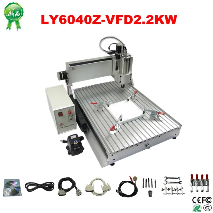LY 6040Z-VFD 2.2KW 3axis CNC фрезерный станок с ЧПУ, токарный станок по дереву 2200w с частотно-регулируемым приводом водяного охлаждения шпинделя
