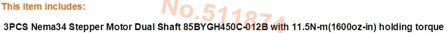 Германия бесплатно! ЧПУ Wantai 3 шт Nema34 шагового двигателя 85BYGH450C-012B двойной вал 1600oz-in 3.5A CE ROHS ISO маршрутизатор Измельчить лазерный комплект