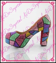 Aidocrystal handmade fashion bunte kristall raue heels schuhe 2016 sommer schuhe frauen high heels kostenloser versand