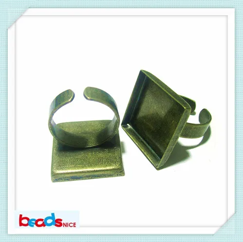 Beadsnice квадратная Регулируемые кольца основа Blanks футболки для девочек медные оправы для колец кольцо пустой подходят для 25 мм для "сделай сам" для изготовления украшений ID7102