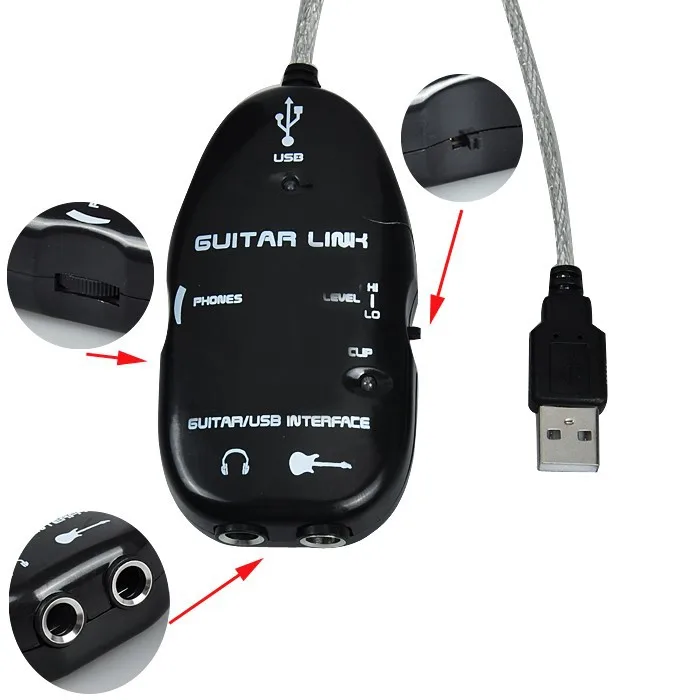 Легко подключи и играй Guitar Link к usb-интерфейсному кабелю для ПК и видеозаписи