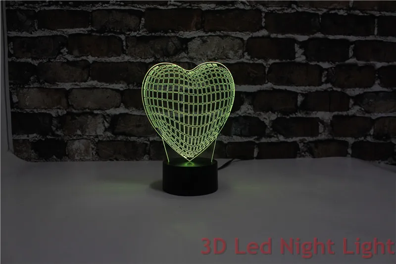 3D Vision Illusion Sweet Heart Предметы Прикладного Искусства Привело Ночные Огни с FCC и RoHS Сертификат YJM-2910