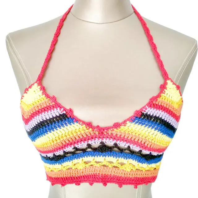 New Fashion 2016 Summer Women Halter Neck Tops Sexy Crochet Knit Crop