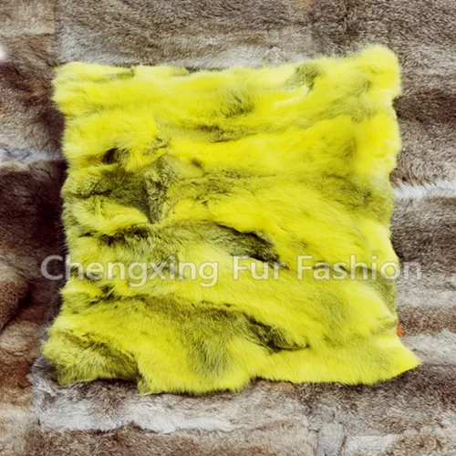 yellow CX-D-17 мягкий и теплый чехол для подушки из натурального кроличьего меха в стиле пэчворк~ Прямая поставка - Цвет: yellow