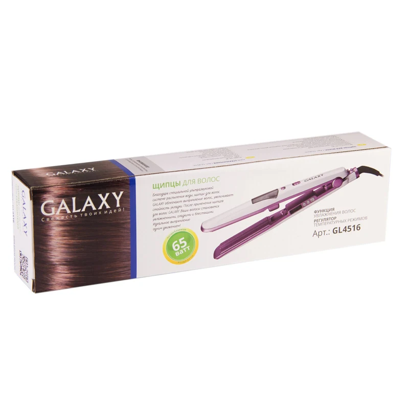 Электрощипцы Galaxy GL 4516(Мощность 65 Вт, макс.температура 200°С, регулировка температуры, ЖК-дисплей, керамическое покрытие