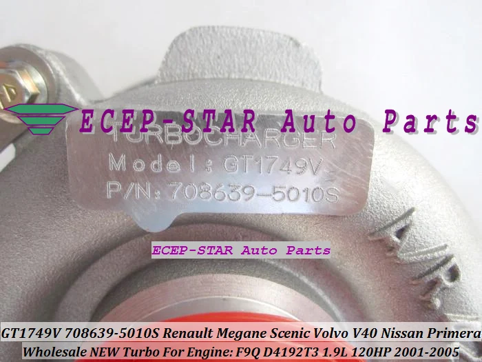 GT1749V 708639 708639-5010 S Turbo Турбокомпрессор для Renault Megane Scenic для Volvo S40 V40 для Nissan Primera F9Q D4192T3 1.9L