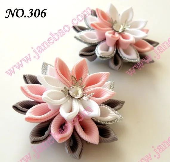 Новые 280 шт. " два слоя Kanzashi цветок заколки моды девушка Bow заколки