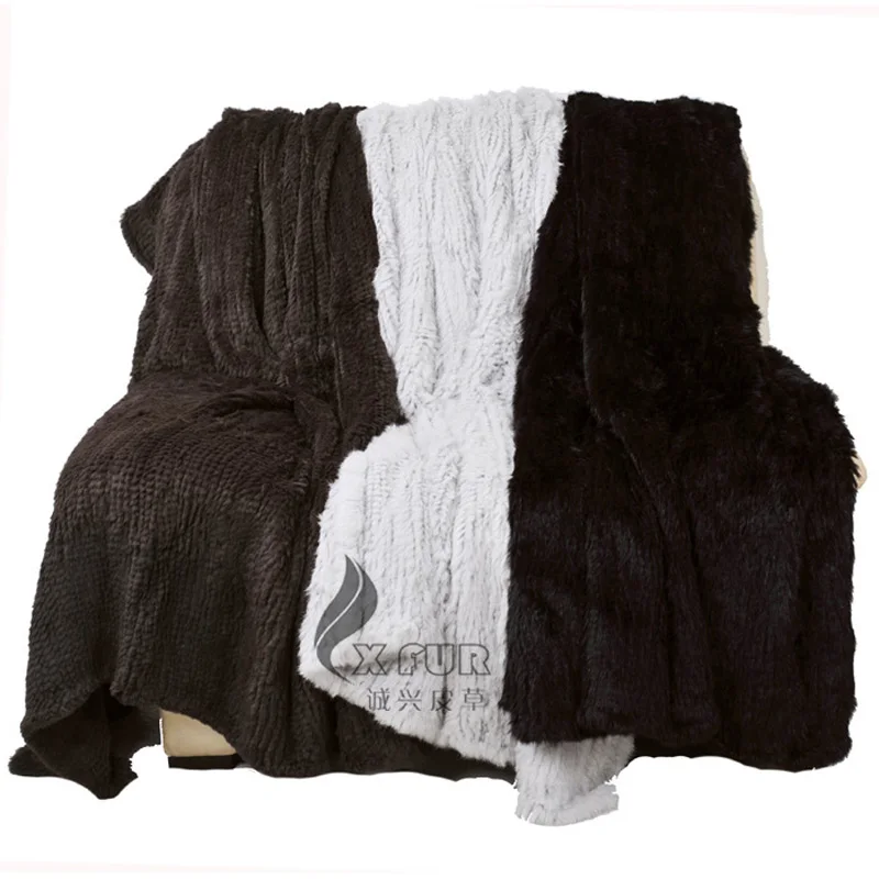 CX-D-16 150X200 см заказное вязаное одеяло из кроличьего меха~ Прямая поставка