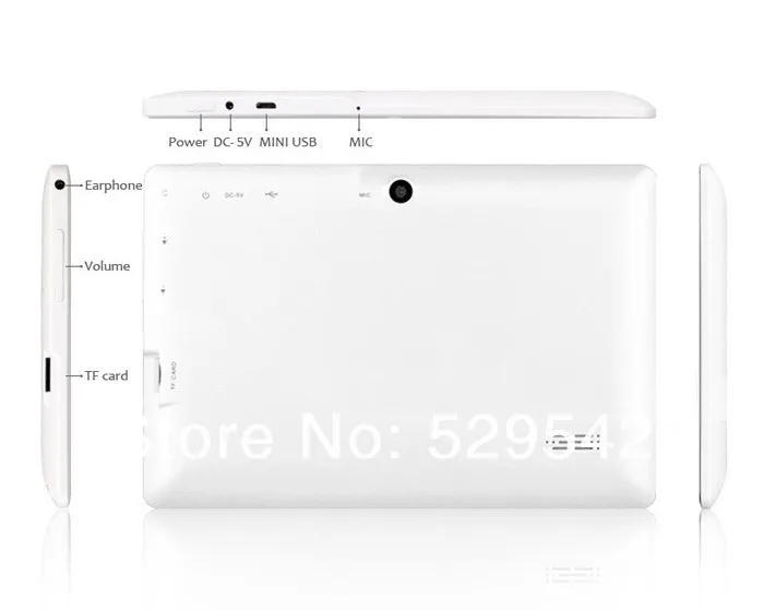 DHL 20 шт./лот 7 дюймов Q88 A33 4 ядра Tablet PC 512 МБ/8 ГБ Android 4.4.2 WIFI Двойная камера