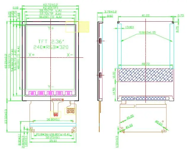 20 шт. 2," 2,4 дюймов ips 240*320 TFT ЖК-дисплей модуль+ 0,8 мм до 2,54 мм плата адаптера