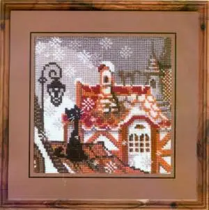 14CT набор крестиков Черный кот на крыше 24x24 см CS-022ANI