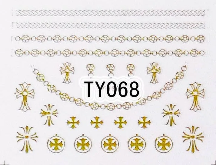 20 листов/партия смешанные TY067-078 Золотая наклейка клевый стикер для дизайна ногтей