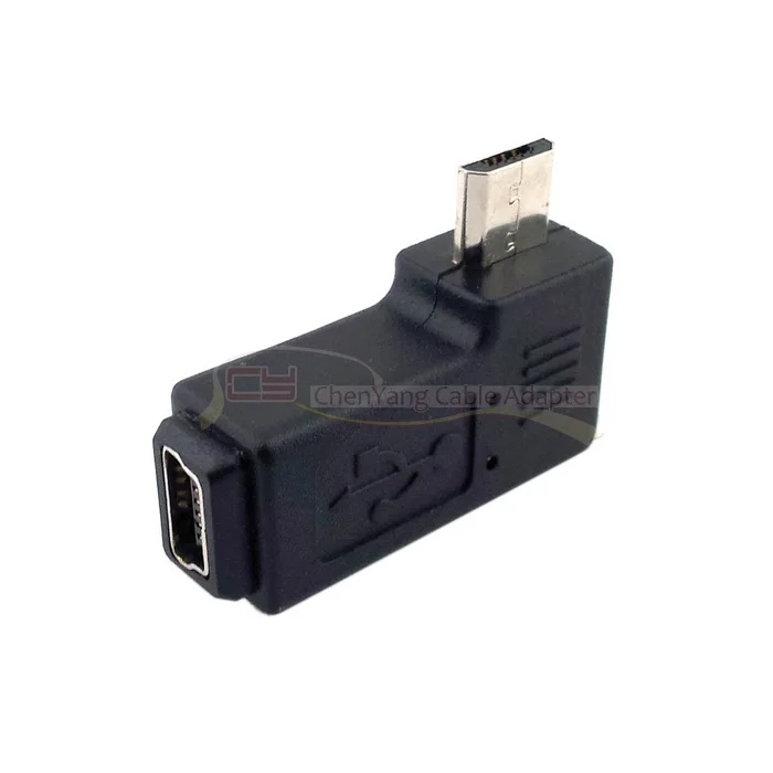10 шт./партия, 90 градусов, левый или правый угловой Мини USB адаптер для зарядного устройства Micro USB