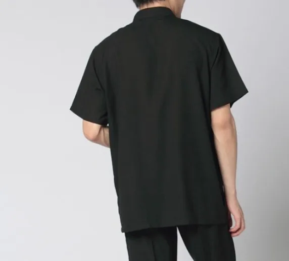 Черная мягкая хлопковая Летняя мужская рубашка китайская традиция кунг-фу Рубашка с коротким рукавом YF1196