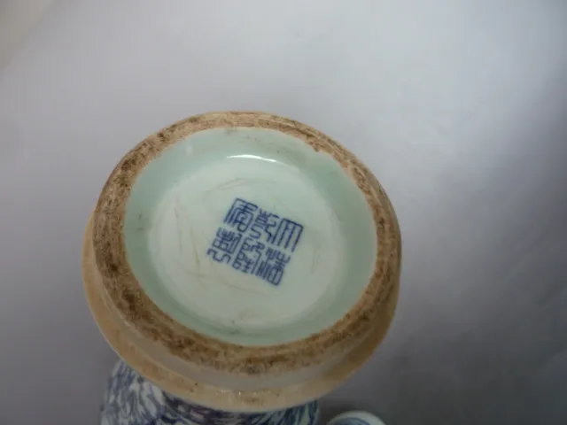 Редкие Цяньлун (1711-1799) Цинхуа porcelainbat и персики ваза, лучшая коллекция и украшения, Бесплатная доставка