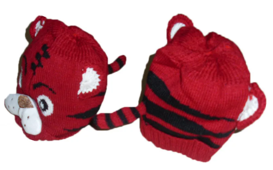Детская шапка, для мальчиков с персонажами из мультфильмов шапочка "Тигр", Детская вязаная теплая шапка, девчачьи плетеные Кепки 8 цветов TPM0001