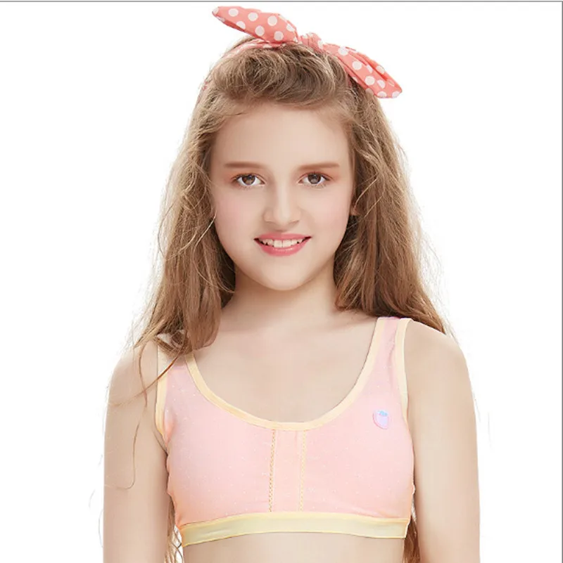 Children Bra Girls 2016 Fashion Spring Young Developmental Girls Cotton Training Bra No Rims Small Vest Tops Free Shipping