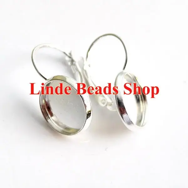 Бесплатная Доставка! 100 шт. Никель Бесплатная Серебряный Leverback Earing нахождения 14x20 мм с 12 мм цанговый le0032
