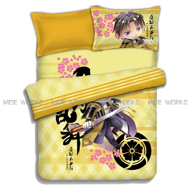 touken ranbu online custom made design 3d printed bed sheet