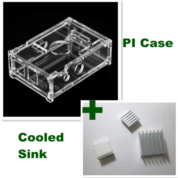 Прозрачный Pi коробка для Raspberry Pi+ чистый алюминиевый теплоотвод комплект(3 шт./комплект