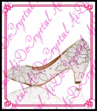 Aidocrystal Handgemachte Weiße High Heels 4 CM Hochzeit Partei Schuhe frauen Pumpen Spitze Kristall 2016 Neue Mode schuhe