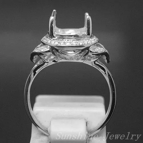 Овальный 12x17 Solid 14 k белое золото натуральный бриллиант полукрепление набор для церемонии помолвки кольцо