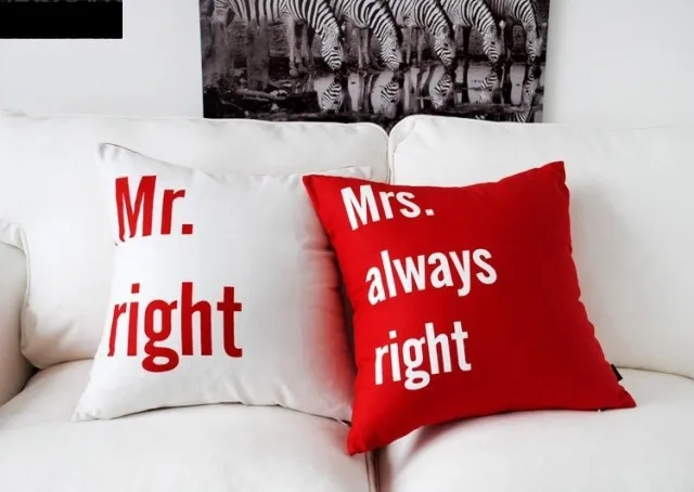 2 шт./партия, любовник/свадебные буквы, красный Mr& Mrs, декоративные наволочки для домашнего декора, диванные подушки, 2 шт./партия, 45 см x 45 см
