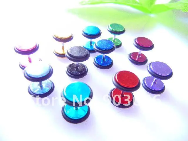 50 шт. Shippment stianless Сталь Средства ухода за кожей Jewelry-смешивать цвета стержня уха Поддельные беруш выглядеть 0 г = 8 мм