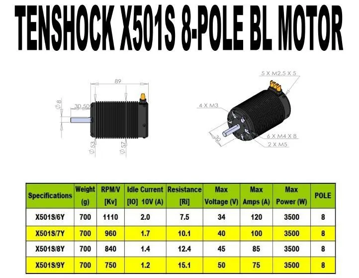 Tenshock 8 полюс Электрический Радиоуправляемый автомобиль бесщеточный микро-двигатель 1:5 2WD Rc автомобиль Внедорожник Багги Truggy на дороге X501S VRX Racing RH501E RH525