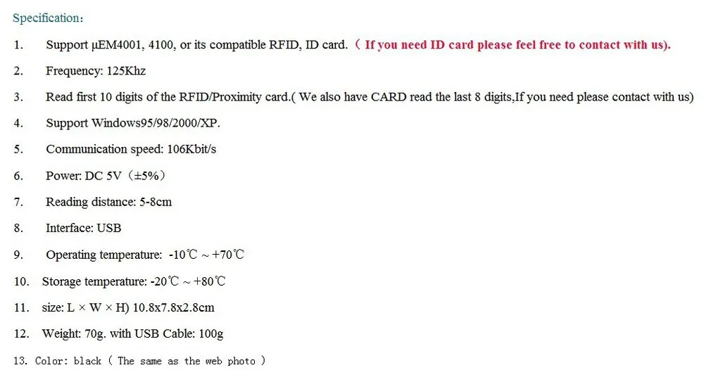 125 кГц черный USB датчик приближения Смарт rfid id Card-Reader EM4100, EM4200, EM4305, T5577, или совместимые карты/метки не нужен драйвер