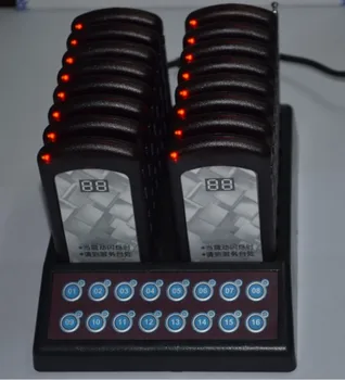 

Free shipping! Guest pager system, coaster pager, 1 pc numerical keypad with 16pc receivers,queue calling, restaurant pagers